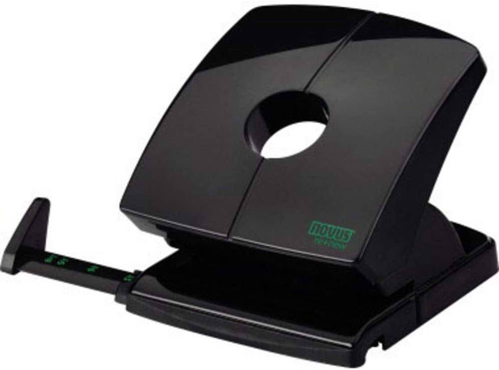 Novus B 230 re+New Hole Punch (Plastic Upper Part Made from Sustainable Recycle, 30 Sheets, with Stop Rail) Black