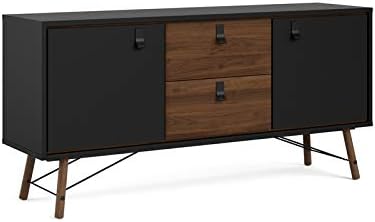 Tvilum Door, 2 Drawer Sideboard, Black Matte/Walnut