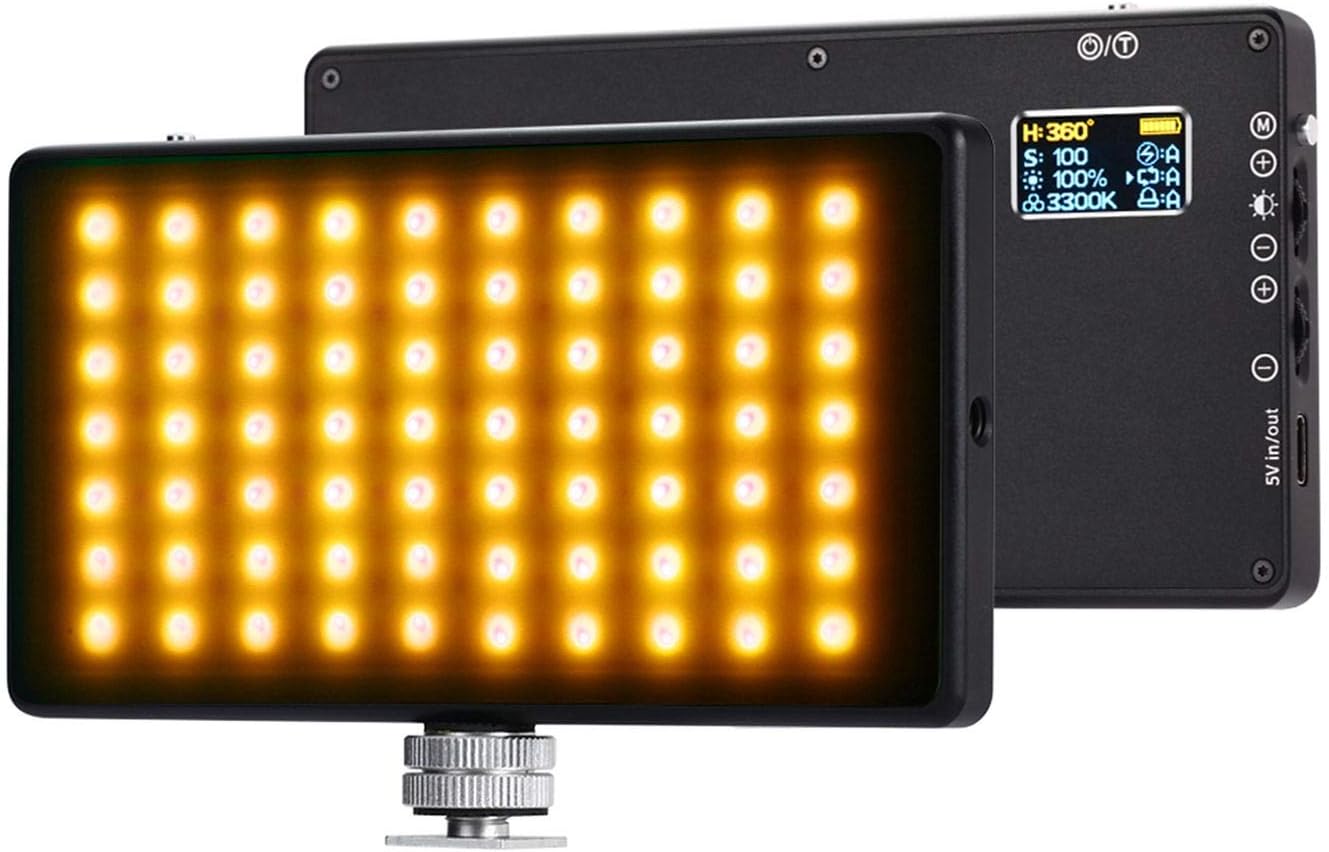 LituFoto RGB Camera Light App Control R19 Video Light, Magnetic Adsorption Photography Light Full Color 9 Lighting Effect Adjustable 1-100% Stepless Dimming Portable Light for Video Shooting YouTube Pack of 2