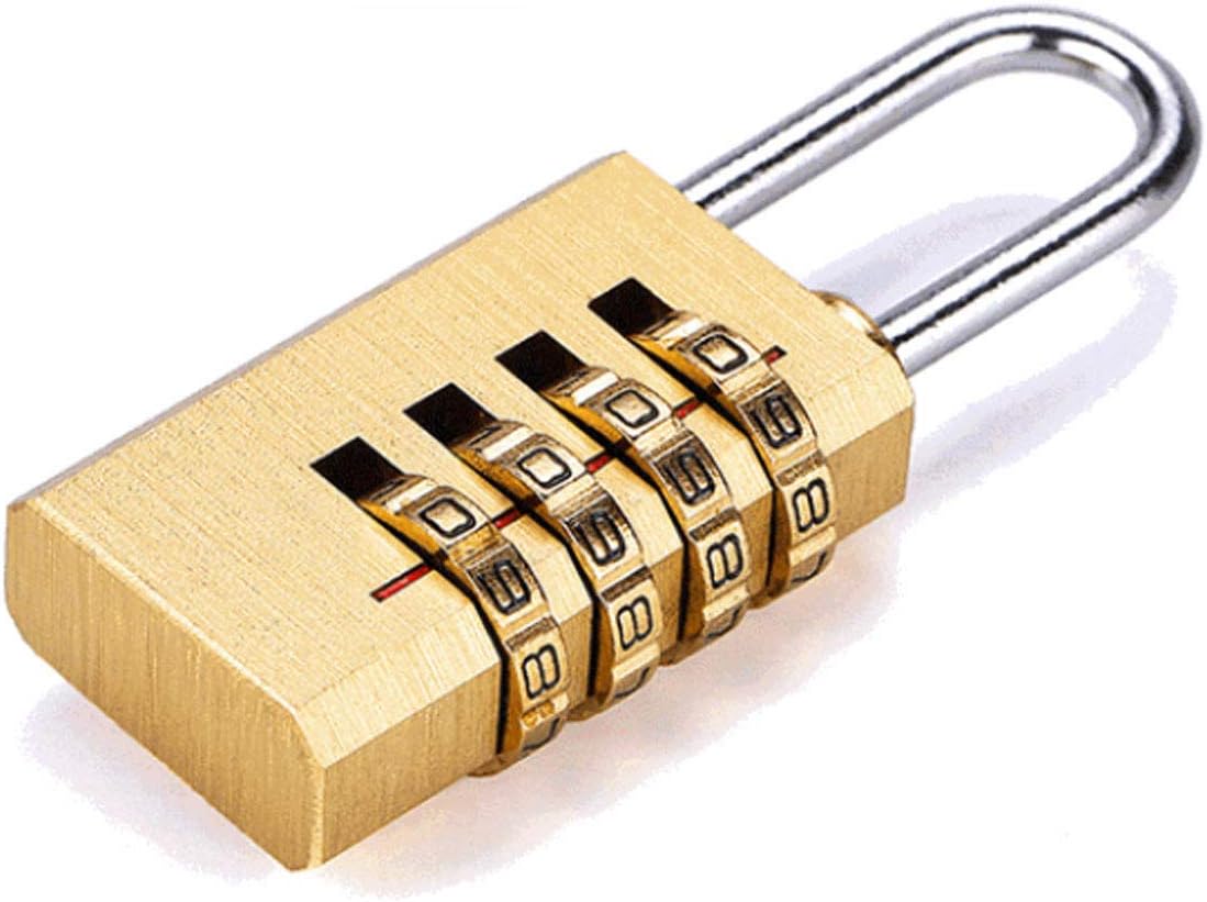 Solid Brass 2 PCS Combination Lock 4 Copper Digit Padlock for Indoor and Outdoor Rustless Die-Cast Set Your Own Combination Padlock, 21mm Wide with 1 in. Long Shackle