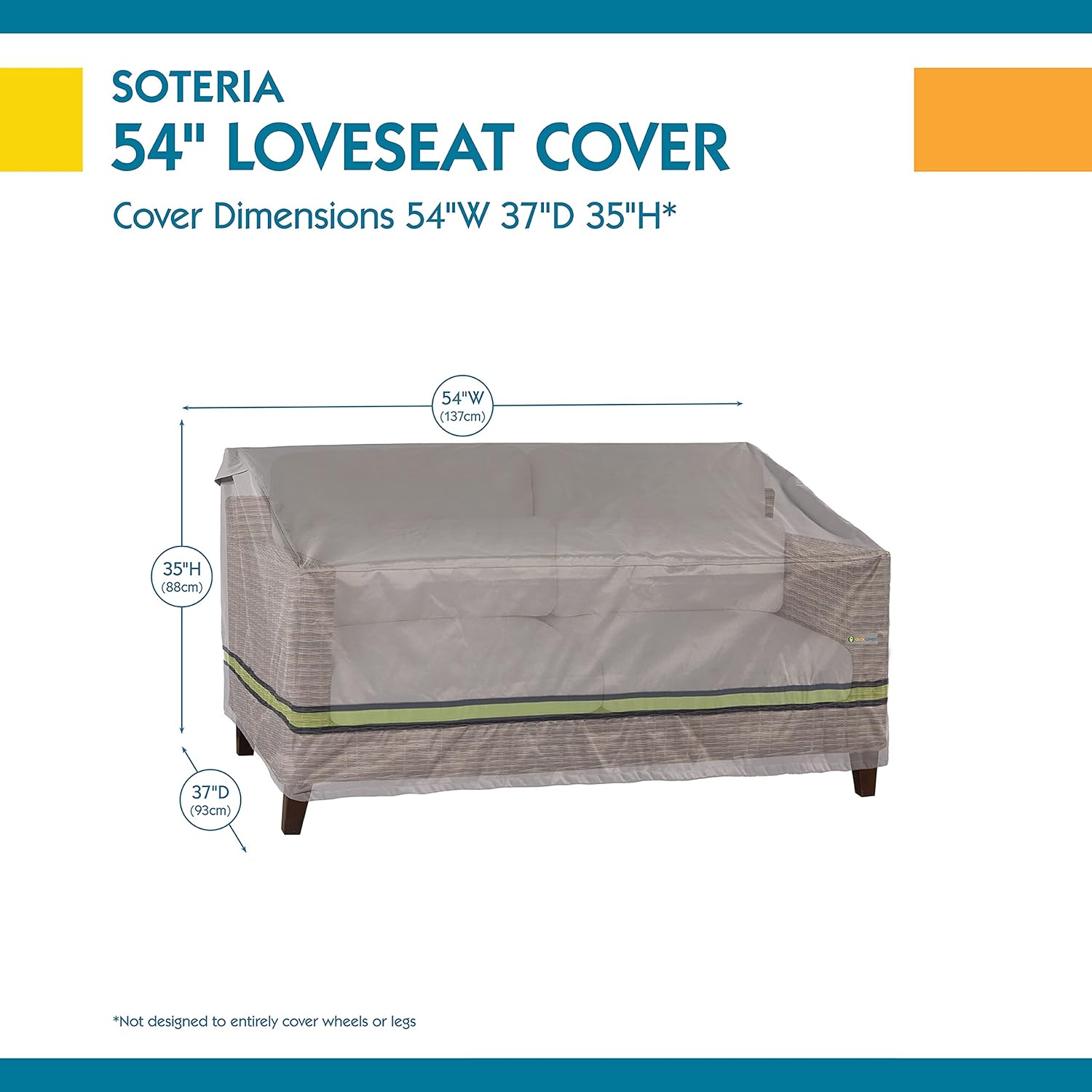 Duck Covers Soteria Waterproof 54 Inch Patio Loveseat Cover Pack of 2