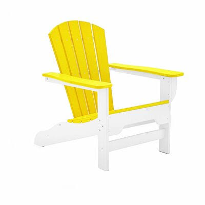 Strickland Plastic/Resin Adirondack Chair Breakwater Bay Color: White/Lemon Yellow