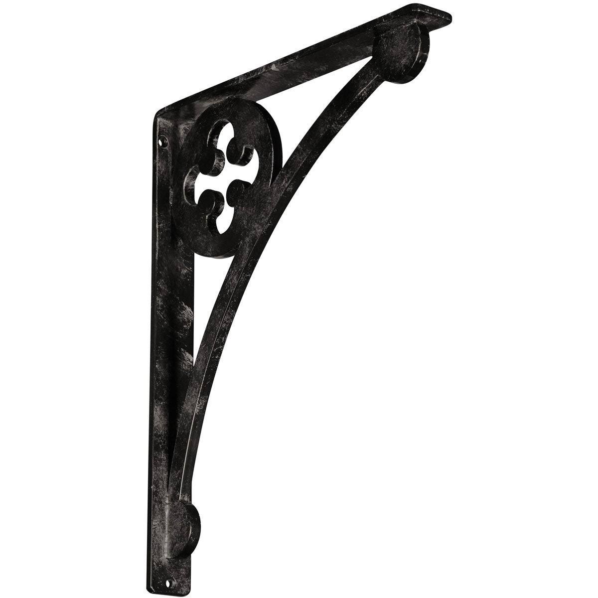 Crawley Wrought Iron Bracket Antiqued Warm Silver 1 1/2x22W x 12x22D x 15x22H - (Single Center Brace)