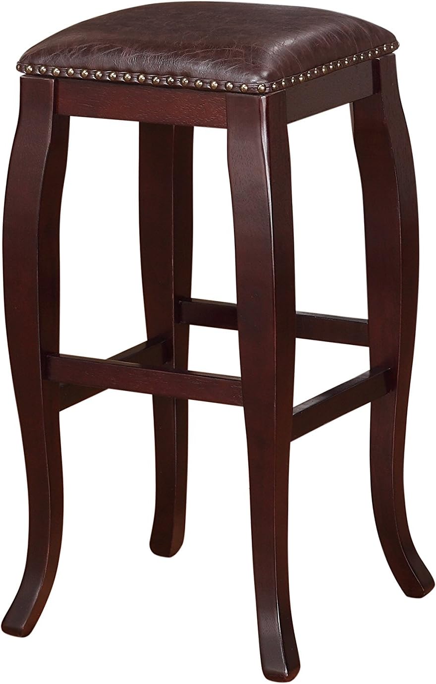 Linon San Francisco Square Top Bar Stool, Brown Pack of 2