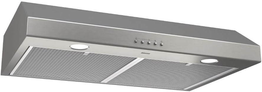 Broan-NuTone BCSQ130SS Three-Speed Glacier Under-Cabinet Range Hood with LED Lights ADA Capable, 1.5 Sones, 375 Max Blower CFM, 30