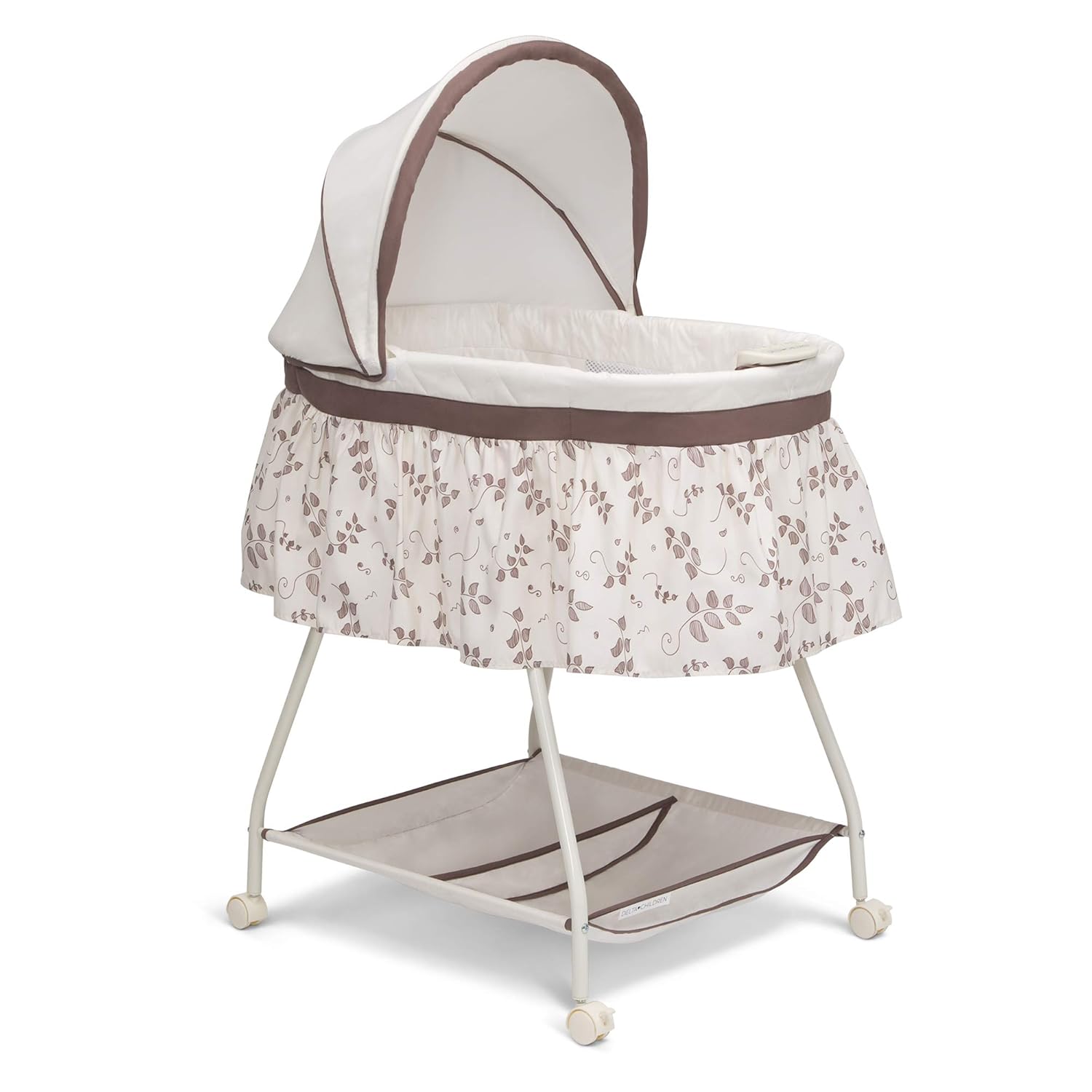 Delta Children Deluxe Sweet Beginnings Bedside Bassinet - Portable Crib with Lights and Sounds, Falling Leaves Pack of 2