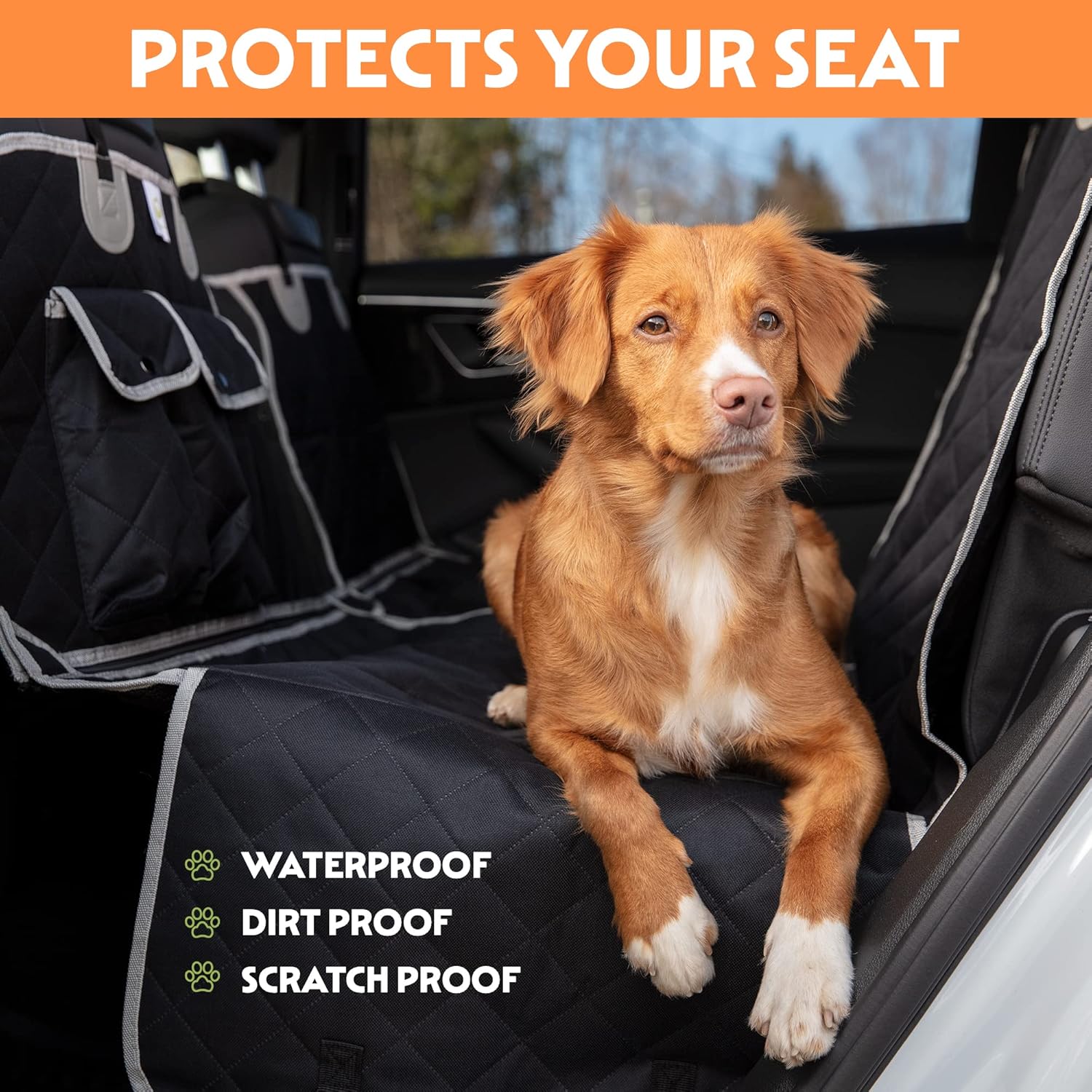 Dog Seat Covers for SUVs Bumper Flap Protector - Cargo Liner for Dogs - Waterproof Pet Cargo Back Seat Cover for Sedans & Vans - Dog Car Mat for Muddy Paws - Non-Slip, Universal Fit Pack of 2