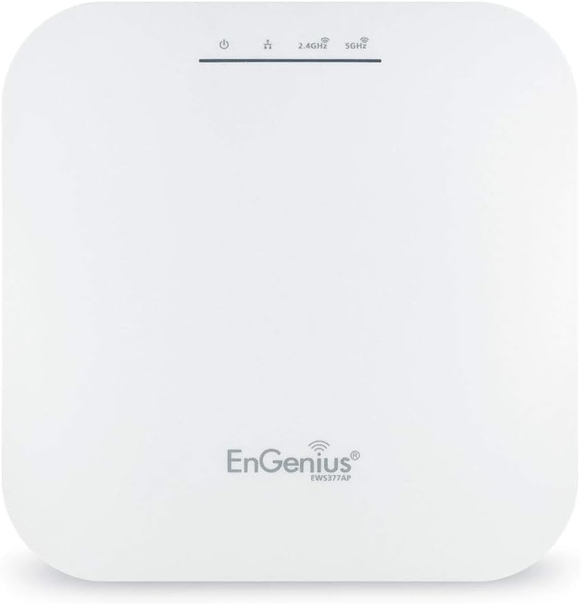 EnGenius EWS377AP WiFi 6 AX3600 4x4 Multi-Gigabit Access Point with 2.5Gbps Port, OFDMA, MU-MIMO, PoE+, WPA3, 1GB RAM, License-Free Management Tools (Power Adapter Not Included)