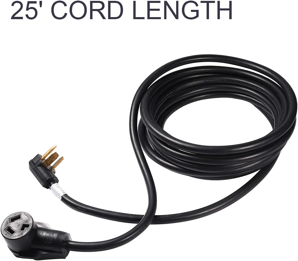 Livtor 25FT Dryer Extension Cord 3 Prong 30 Amp NEMA 10-30P to 10-30R Heavy Duty Thick Cord, Used for Dryer Extension and EV Charging Pack of 2