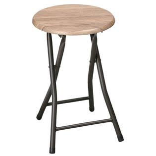 for Folding Stool Folding Wood Stool Black Metal Frame 45cm Tall