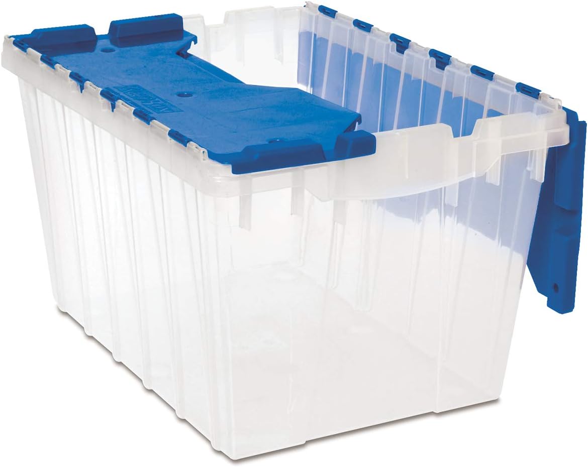 Akro-Mils 66486 CLDBL 12-Gallon Plastic Storage KeepBox with Attached Lid, 21-1/2-Inch by 15-Inch by 12-1/2-Inch, Semi Clear - Pack of 6