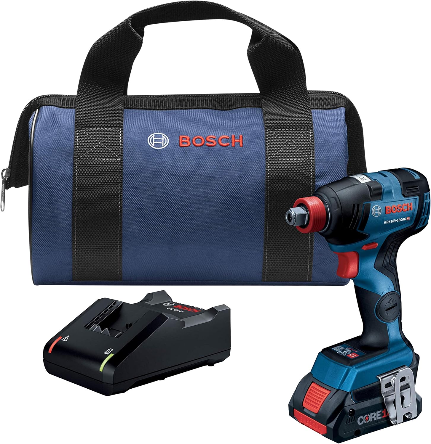 BOSCH GDX18V-1800CB15 Freak 18V EC Brushless Connected-Ready 1/4 In. and 1/2 In. Two-In-One Bit/Socket Impact Driver Kit with (1) CORE18V 4.0 Ah Compact Battery