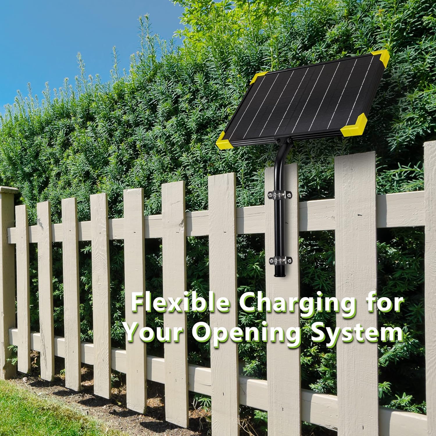 10 Watt Solar Panel Kit Powered Charger, 12V Waterproof Solar Battery Trickle Charger & Maintainer with Tubular Mount Bracket + Installation Tool Kit for Automatic Gate Opener, Electrical Fence