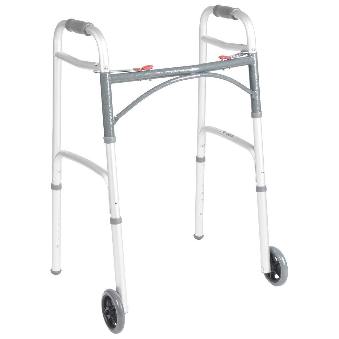 Drive Medical Deluxe Folding Walker 25W x 18d x 39H,2 Button, 5x22 Wheels 350 lb Cap.-1 Each