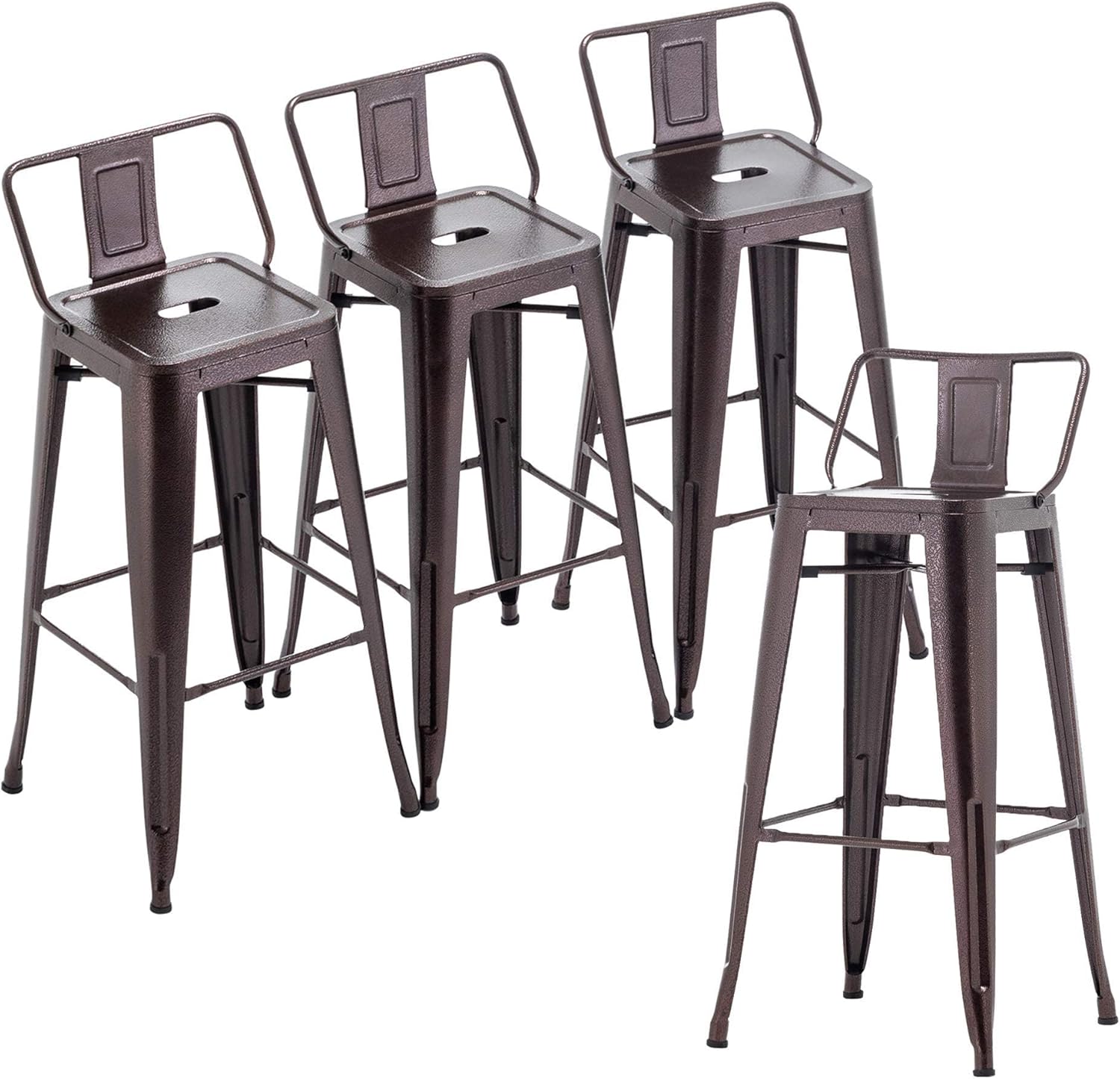 Andeworld Metal Bar Stools Set of 4 with Backs Counter Stools Industrial Distressed Barstools for Indoor-Outdoor (26