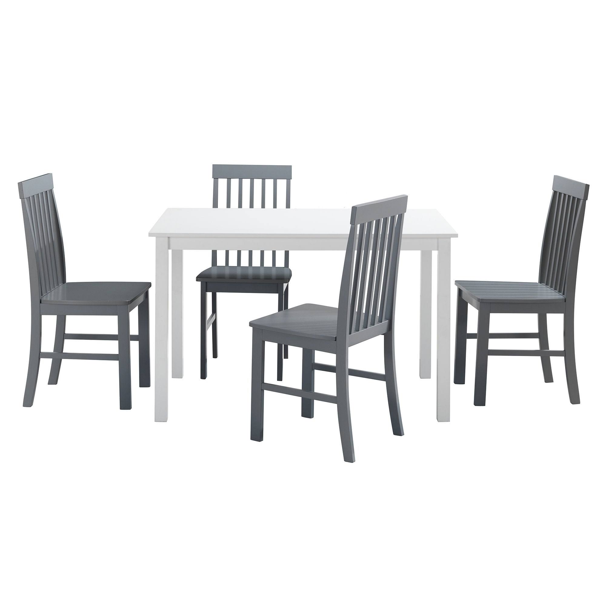 Delacora WE-BDW485PC Dixon 5 Piece Wood Framed Modern Dining Set - Powder Blue