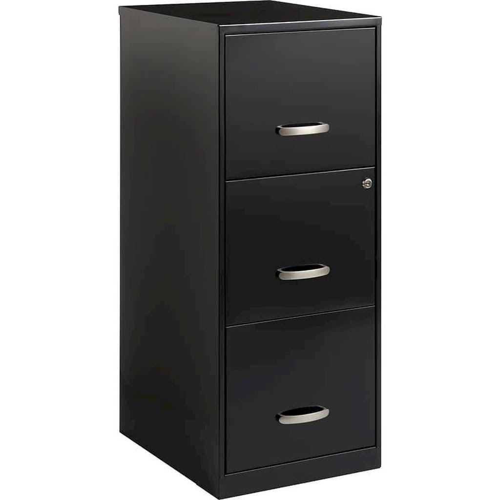 Office Designs 3 Drawer Vertical File Cabinet, Black, Letter, 18d (17438)
