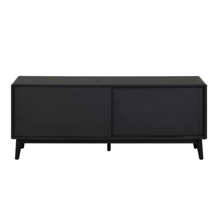 Mayview Mid-Century Modern Wood TV Stand with Sliding Doors, Black