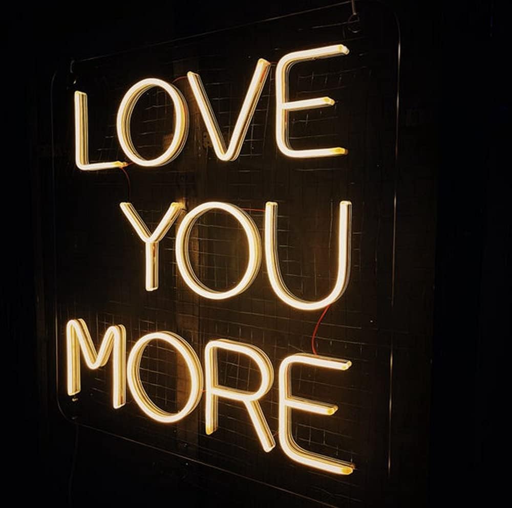 Neon Sign Love You More Sign LED Flex Transparent Acrylic Letter Boardb Back Grou Light Sign 3D Personalized Neon Signs for Wall Decor Pink Room Decor or Neon Bar Signs Christmas Decor Size- 50X50cm