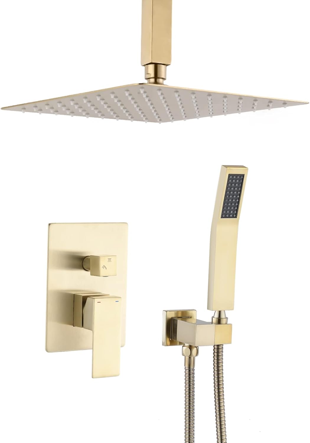 BATHLET Shower System,Shower Faucets Sets Complete,10 inches Rainfall Shower Head with Handheld,Ceiling Mount Shower Faucet Set for Bathroom Rough-in Valve Body and Trim Included(Matte Black)