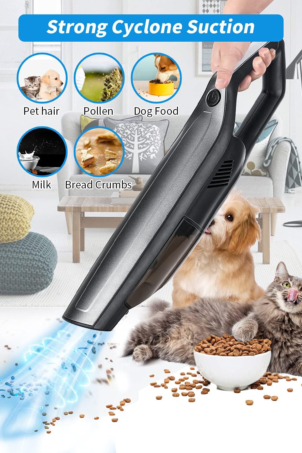 Handheld Vacuum Cordless Dust Buster【2021 Upgraded】, Portable Hand Vac Rechargeable Mini Car Vacuum Cleaner - Powerful Cyclonic Suction for Pet Hair Home Car Cleaning Pack of 2