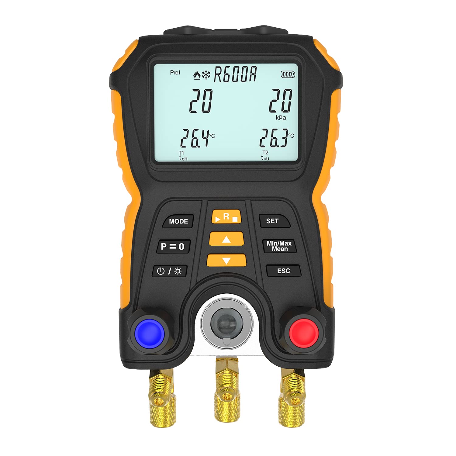 Digital Manifold Gauge Set, Vacuum Pressure Temperature Leakage Tester for Air Conditioning Systems and Heat Pumps, HT-750