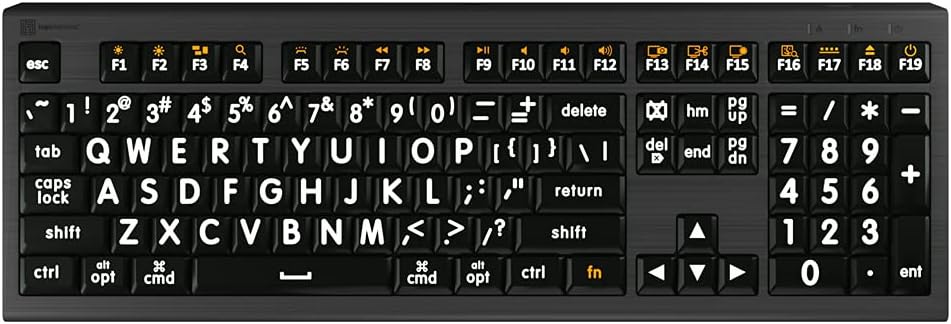 Logickeyboard LargePrint White on Black Compatible with macOS- Astra 2 Backlit Keyboard # LKB-LPWB-A2M-US