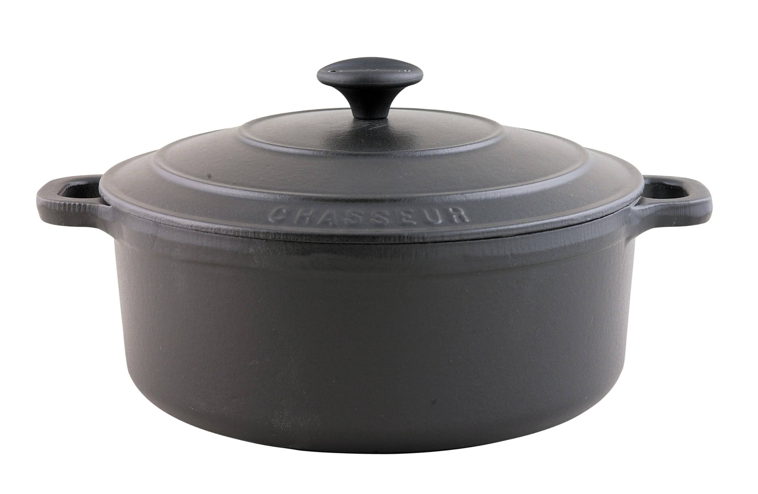 World Cuisine A1737024 Black 4 qt Round Dutch Oven