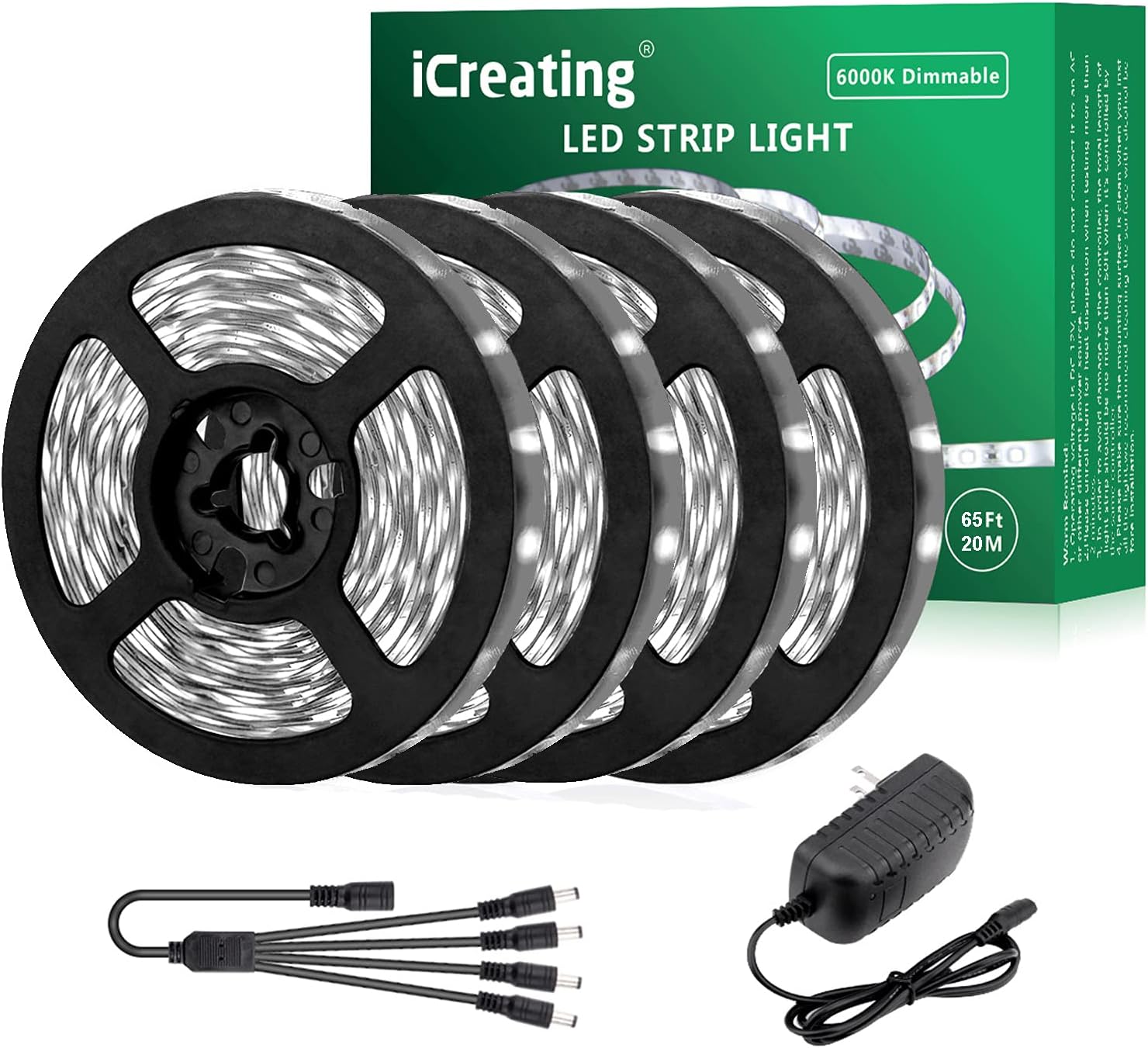 100ft UV Blacklight LED Strip Lights - iCreating UV LED Strip Lights 395nm to 405nm Blacklight LED Strip Light, 12V Flexible Black Light LED Strip, Non-Waterproof for Party, Stage Lighting, Body Paint Pack of 2