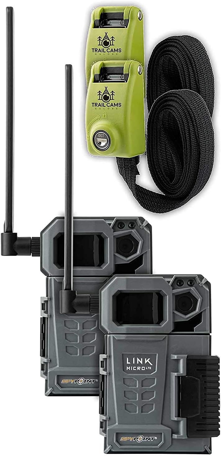 SPYPOINT Link-Micro-LTE Twin Pack of Cellular Trail Cameras 10MP with Two Reinforced Straps (AT&T (USA Nationwide))