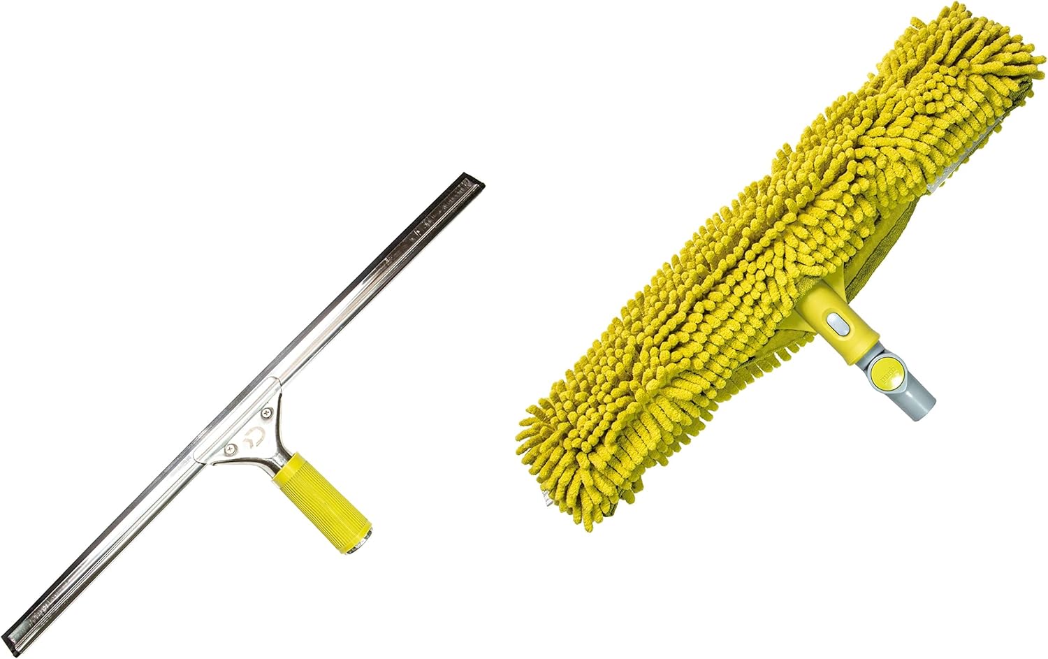 DocaPole 7-30 Foot Extension Pole + 18” Window Scrubber + 20” Window Squeegee for Window Cleaning | Telescopic Pole, Chenille Microfiber Washer, and Rubber Squeegee for Cleansing Glass Surfaces