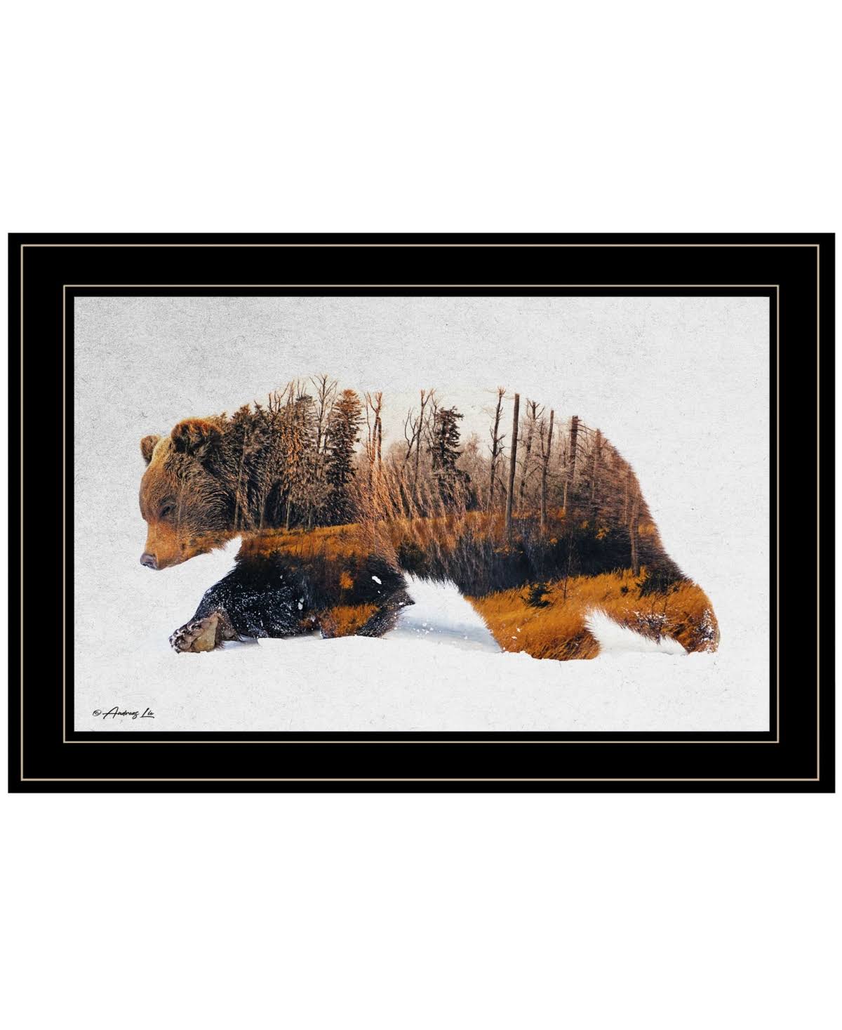 Trendy Decor 4U 21 in. Traveling Bear by Andreas Lie Black Framed Art