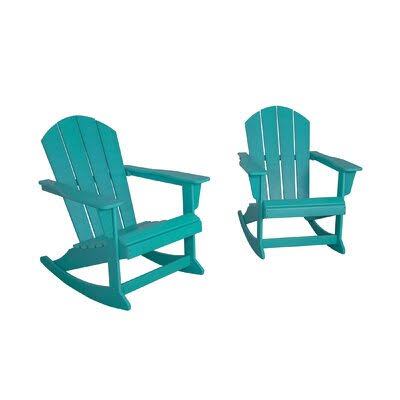 Kiska Plastic Rocking Adirondack Chair Color: Turquoise