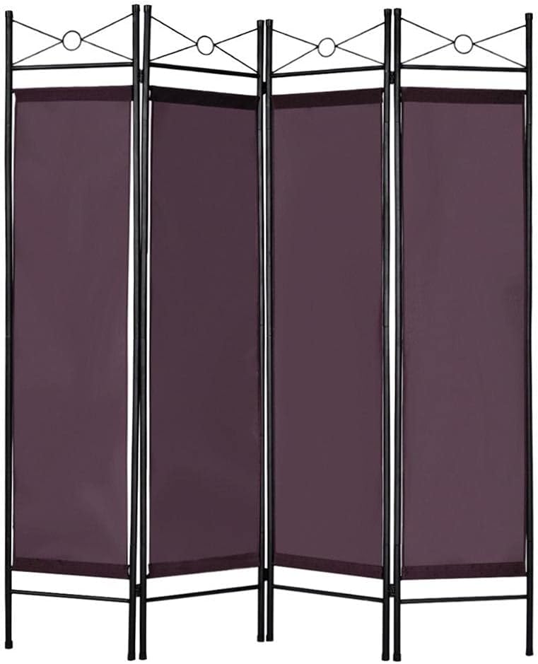 Folding 4 Panel Room Divider Privacy Screen Home Office Fabric Metal Frame Modern Furniture-A_HW52018WH