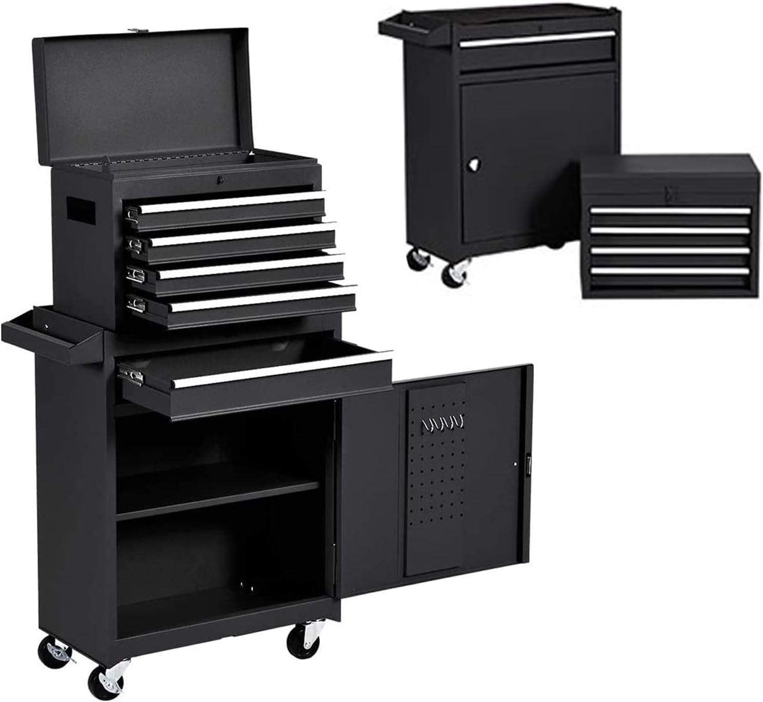 Goplus 5-Drawer Rolling Tool Chest, Tool Storage Box, Removable Tool Cabinet, Sliding Metal Organizer w/ Lockable Drawers (Classic Black)