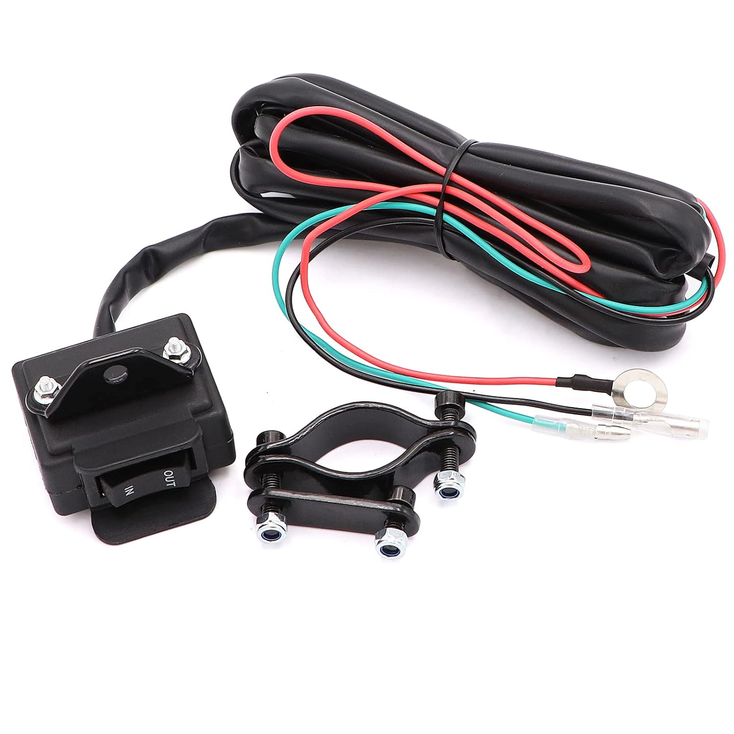 TuoLauthon 12V Winch Rocker Thumb Switch for ATV UTV with Mounting Bracket Handlebar Control line kit