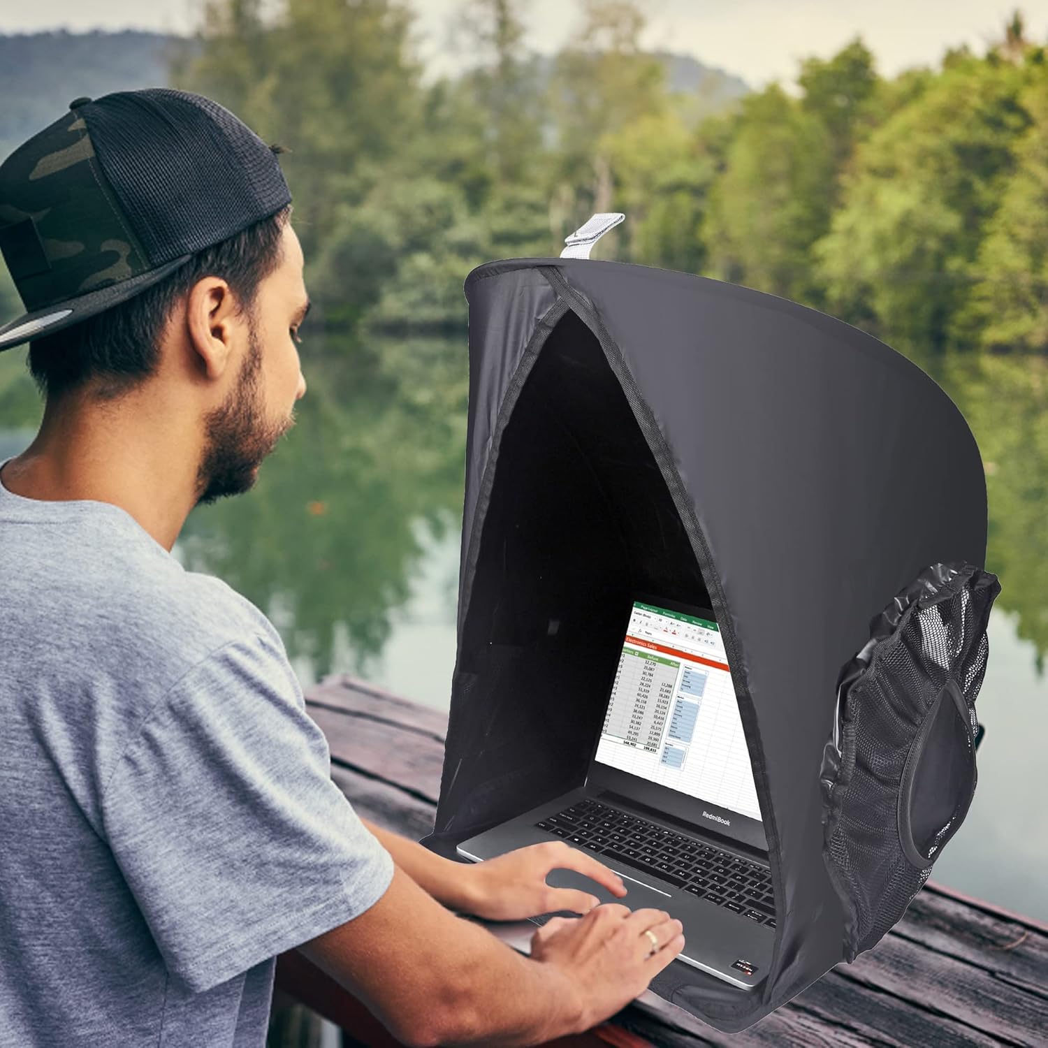 Laptop Sun Shade Tent Dome v2.0 for Working Outside Glare | Fits up to 15