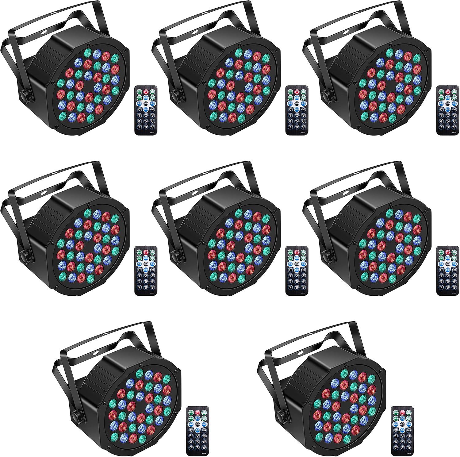 U`King LED Par Lights DJ Stage Light RGB 36 LED with Sound Activated Remote Control DJ Uplighting for Wedding Party Club Christmas Stage Lighting (8 Packs)