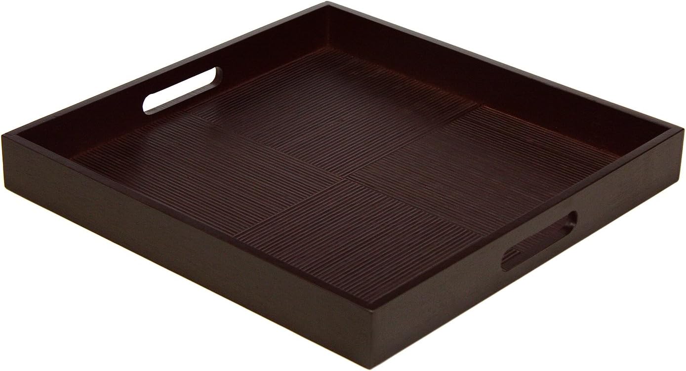 Simply Bamboo BDTS16 Espresso Brown Bamboo Wood Square Serving Tray | Decorative Platters for Ottoman | Kitchen TableTop | Coffee Tray - 16