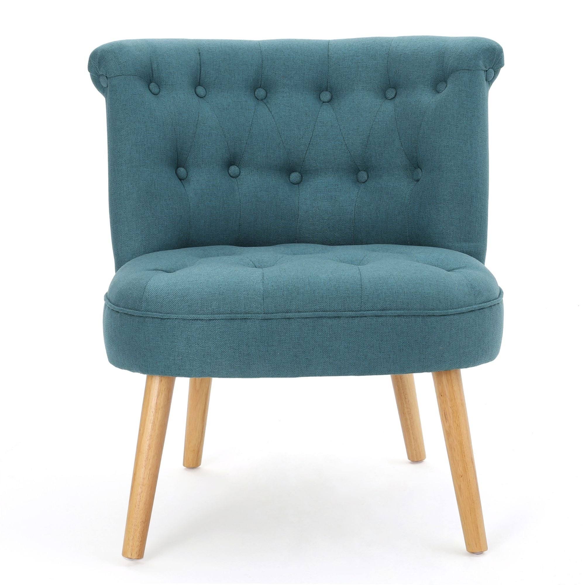31.75x22 Teal Green and Brown Contemporary Tufted Accent Chair