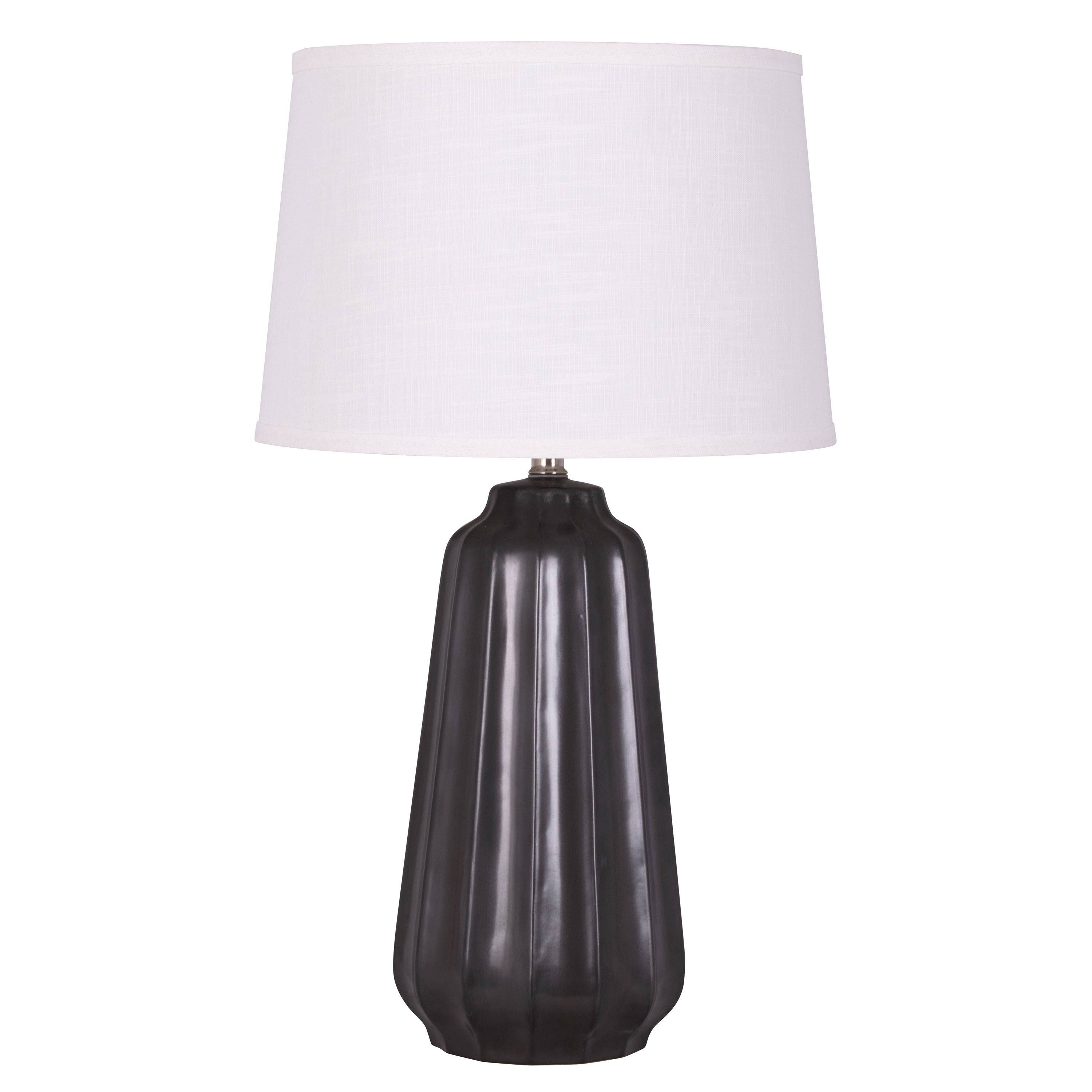 Textured Ceramic Table Lamp - Black with Textured Gray Shade