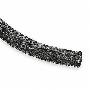 Techflex Braided Sleeving,0.500 In.,100 ft.,Black, NHN0.50BK100, Black