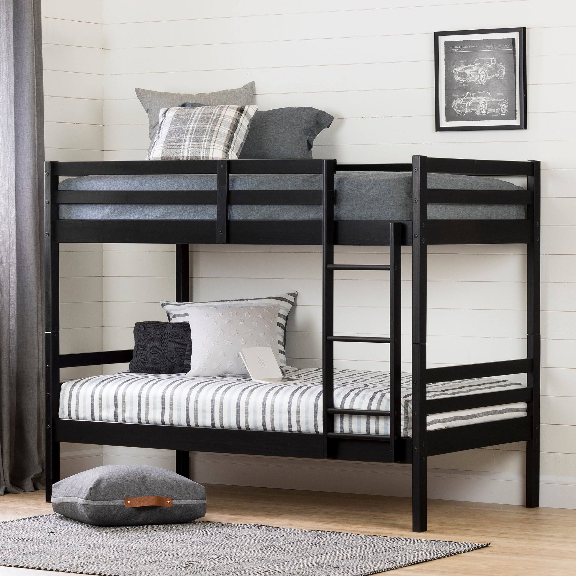 South Shore 11819 Induzy Industrial Bunk Beds, Matte Black