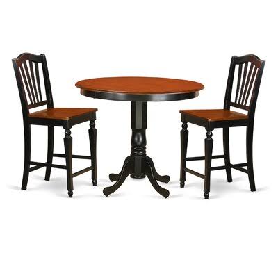 Sobieski Counter Height Rubberwood Solid Wood Dining Set Charlton Home Color: Black/Cherry, Pieces Included: 3 Pieces: 1 Table,