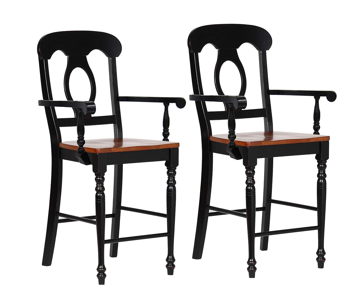 Sunset Trading Black Cherry Selections Barstool with Arms, Distressed Antique Rub