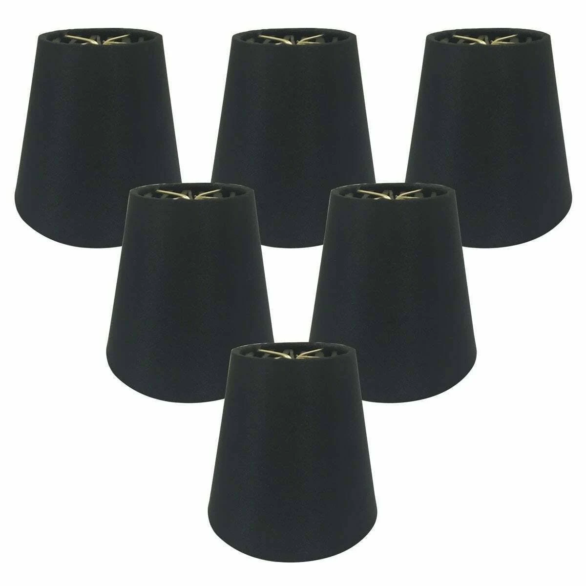 Royal Designs Black Silk 5-Inch Chandelier Lampshades with Zebra Lining (Set of 6)