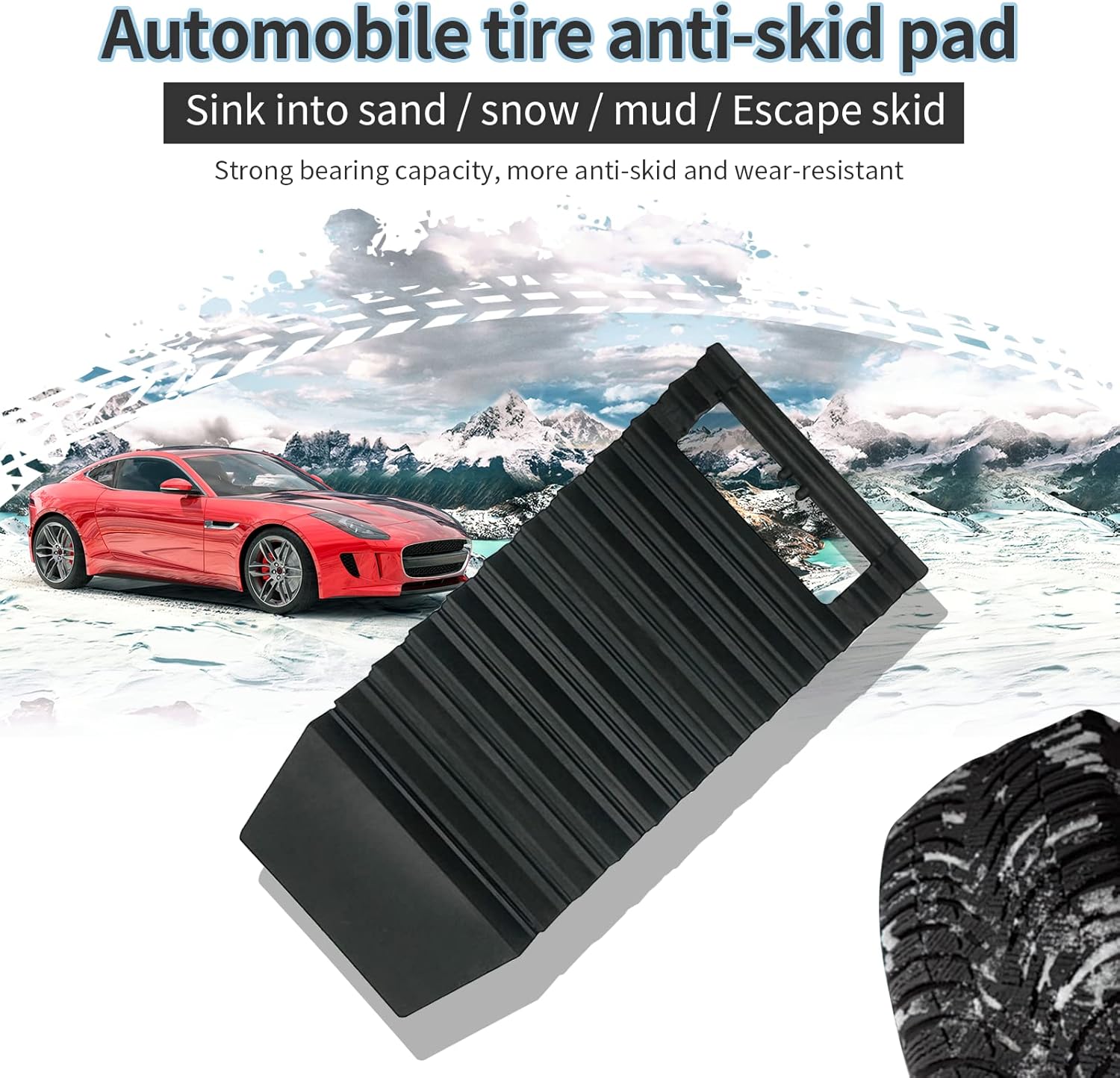 Recovery Traction Tracks for Off-Road Mud, Sand, Snow Tire Ladder Traction Track Vehicle Extraction Traction Mats Pack of 2