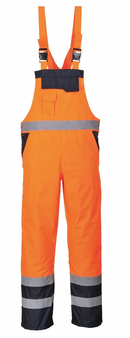 Portwest Contrast Bib u0026 Brace - Lined S489, Orange / XL