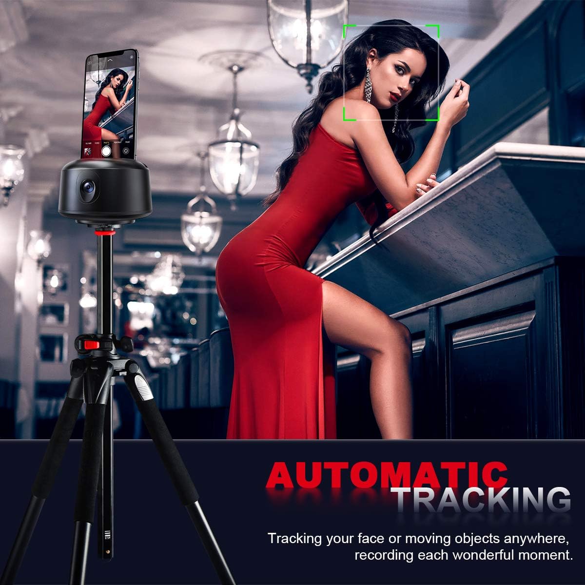 Auto Selfie Tracking Phone Holder: Smart Motion Face Tracker Gimbowl 360 Rotation Moving Tripod Rotating Object Trackit for Vlog Streaming
