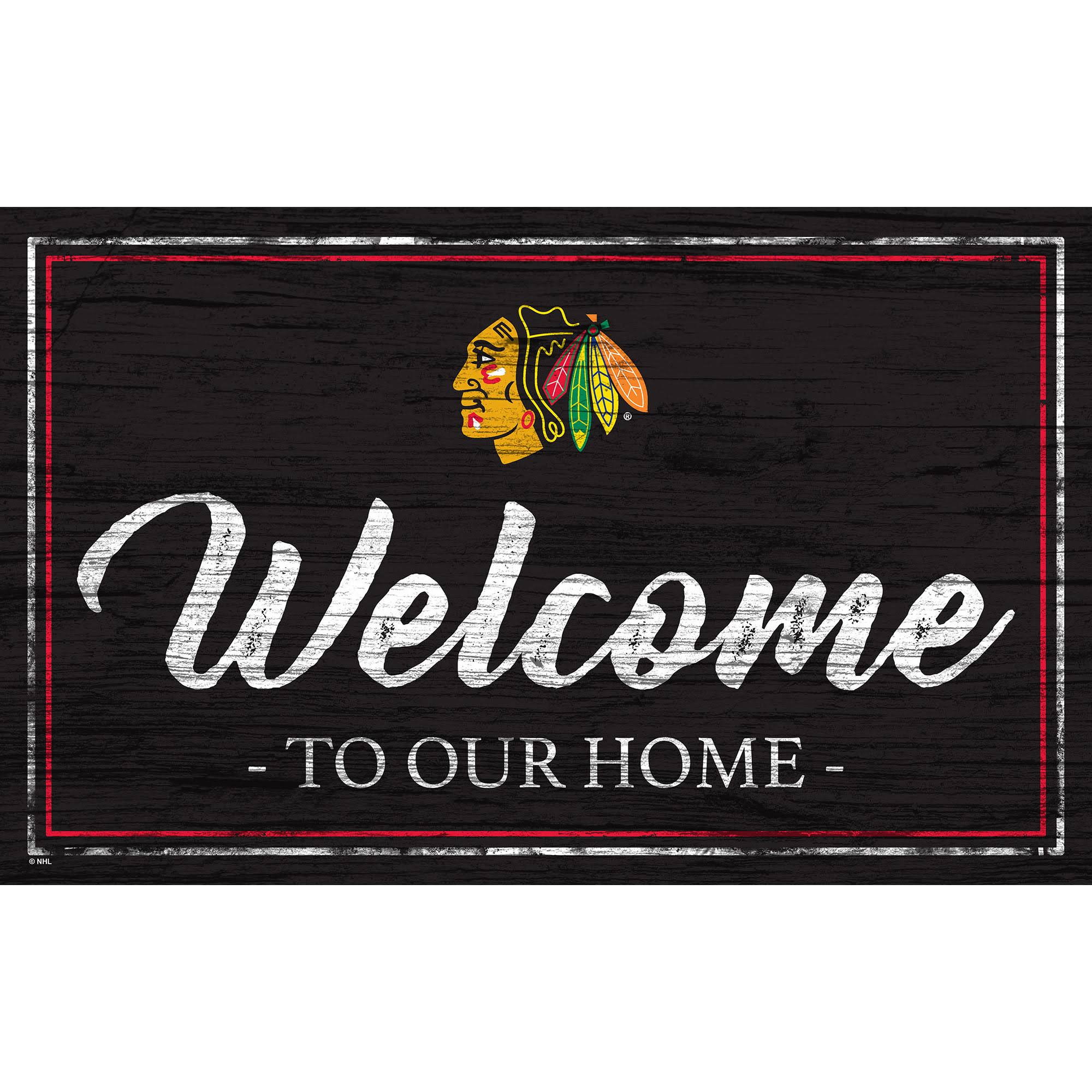 Chicago Blackhawks 11x22 x 19x22 Personalized Team Color Welcome Sign